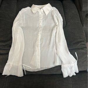 Button down sheer fashion blouse